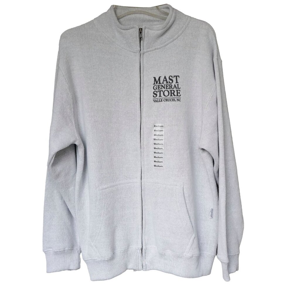 Mast General Store Sweater NC Gray Fleece Lined HIgh Neck Full Zip Sweater